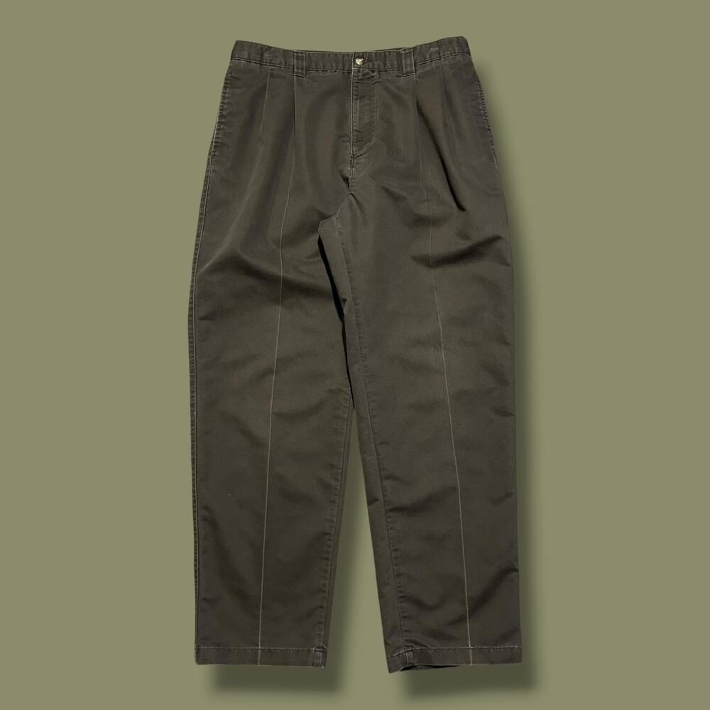Vintage Sun Faded Pants Pleated Khakis Distressed Dark Brown Mens 33x31